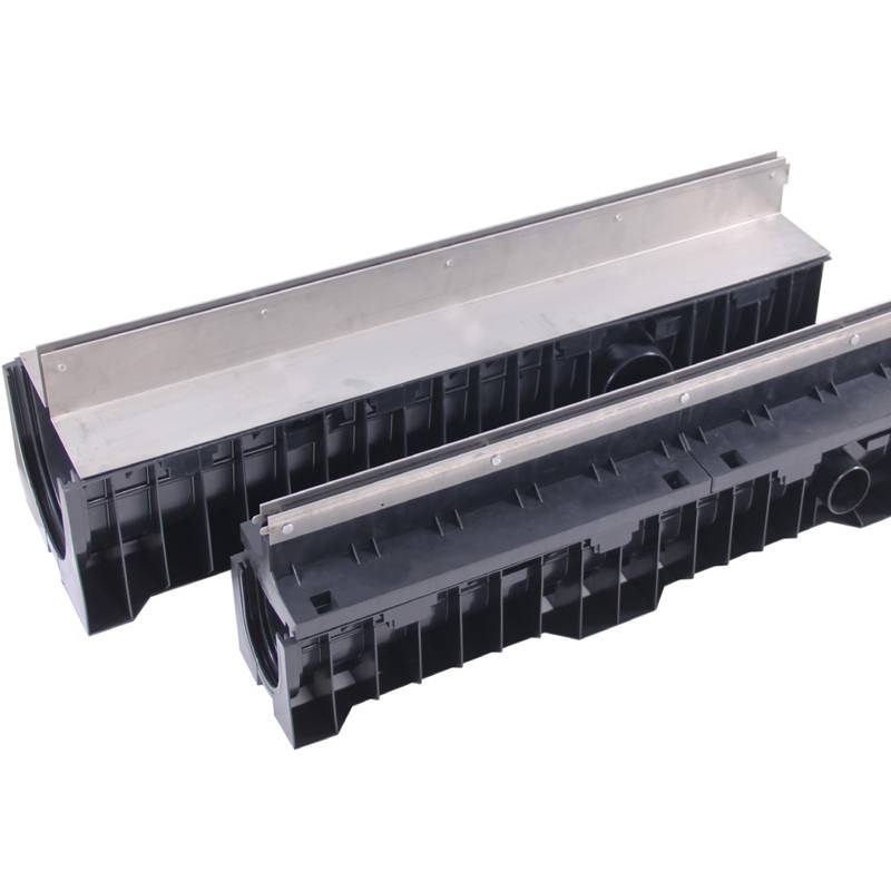 High Quality Gutter Hdpe Plastic Grate Channel With Stainless Steel Cover For Outdoor